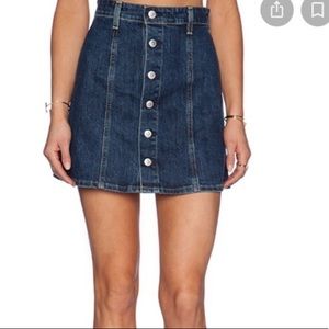 NWT AC 4 AG Adriano Goldschmied Jean Skirt Button Front Mini Dark Blue denim 31